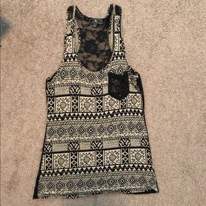 Black/tan tank top